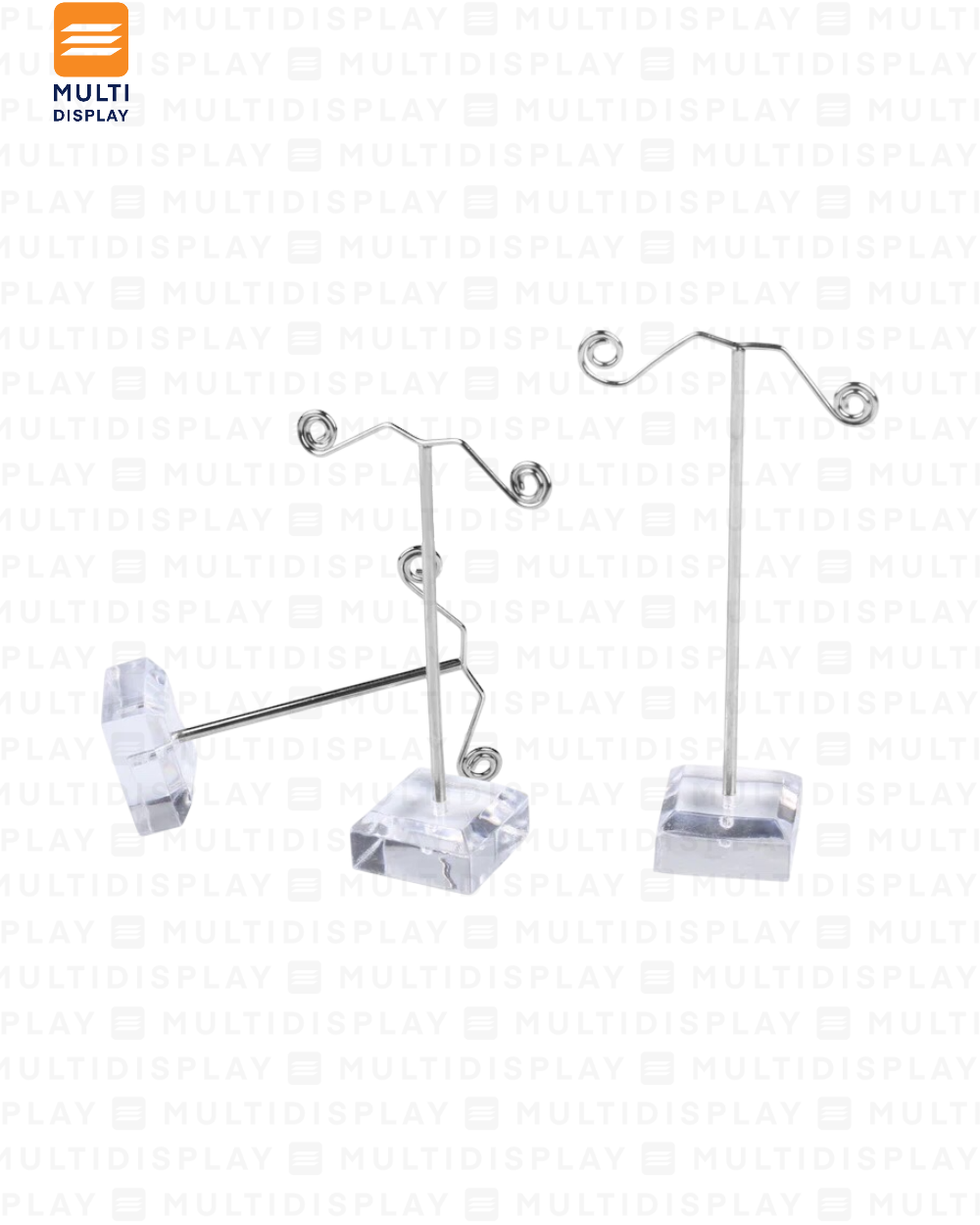 Exhibidor de Arete T Metalico Base Acrilico Set de 3, Transparente