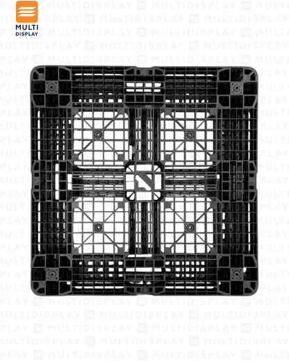 Pallet Plastico de Segunda, Perimetro Completo, 6 Patines, 4 Entradas, 3000kg, 110x15x110cm, Negro
