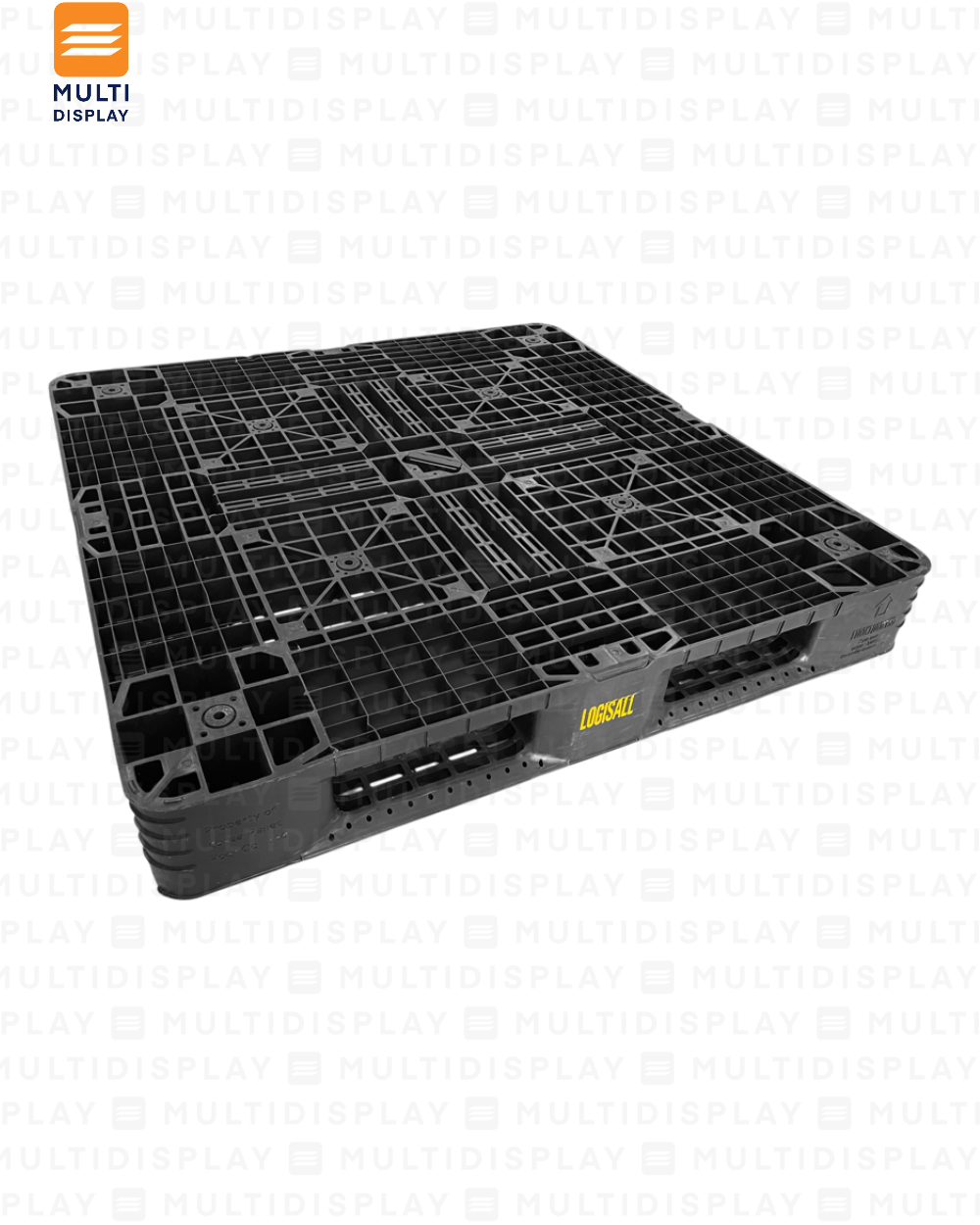 Pallet Plastico de Segunda, Perimetro Completo, 6 Patines, 4 Entradas, 3000kg, 110x15x110cm, Negro