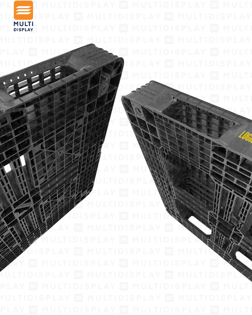 Pallet Plastico de Segunda, Perimetro Completo, 6 Patines, 4 Entradas, 3000kg, 110x15x110cm, Negro