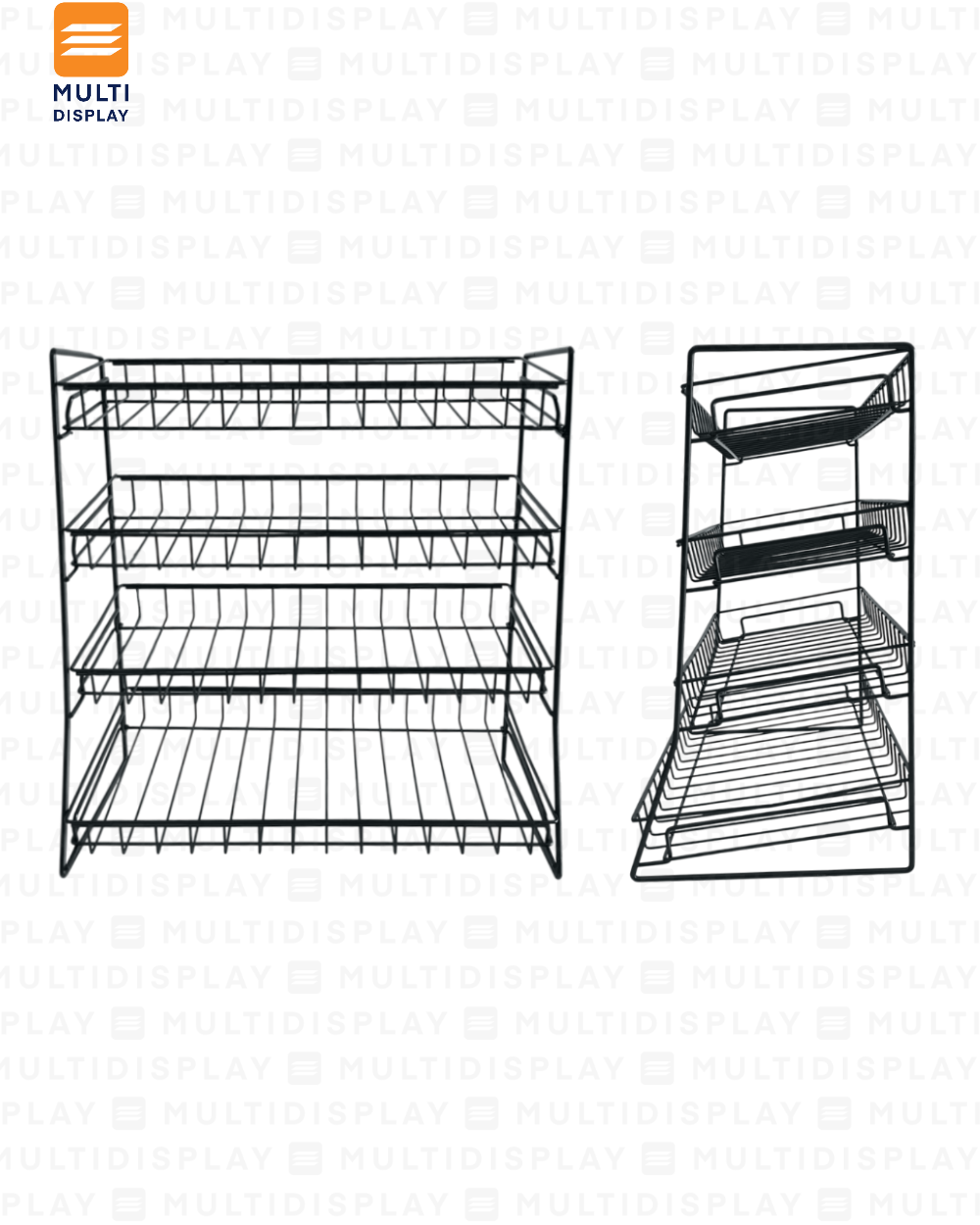 Mini Estante de Impulso, Torre Mallado 4 Niveles 40x22x41cm, Negro