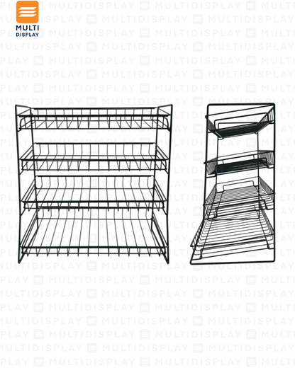 Mini Estante de Impulso, Torre Mallado 4 Niveles 40x22x41cm, Negro
