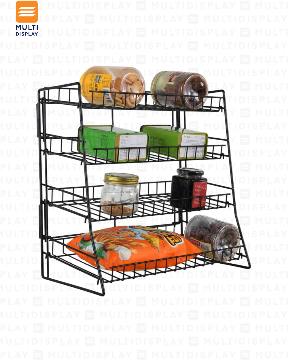 Mini Estante de Impulso, Torre Mallado 4 Niveles 40x22x41cm, Negro