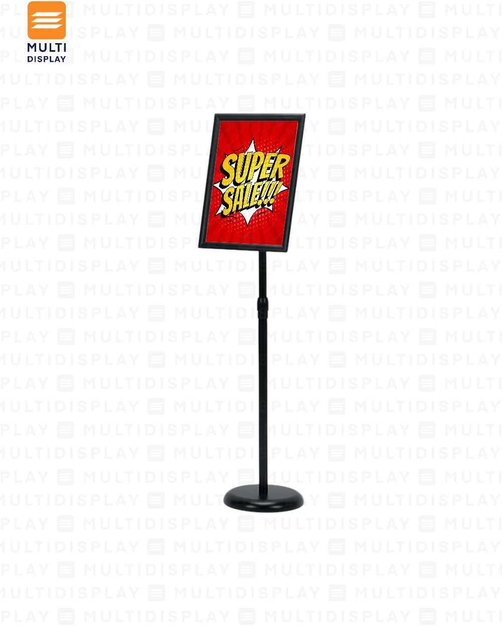 Portabanner Piso Elevado A3 21x29cm Metalico base Redondo, Negro