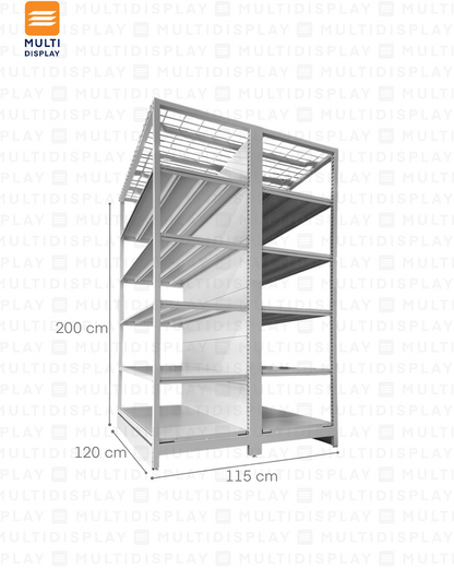 Gondola Doble 4 Postes Inicial 120x115x200cm 6 Tablillas, Liso Blanco, 225kg