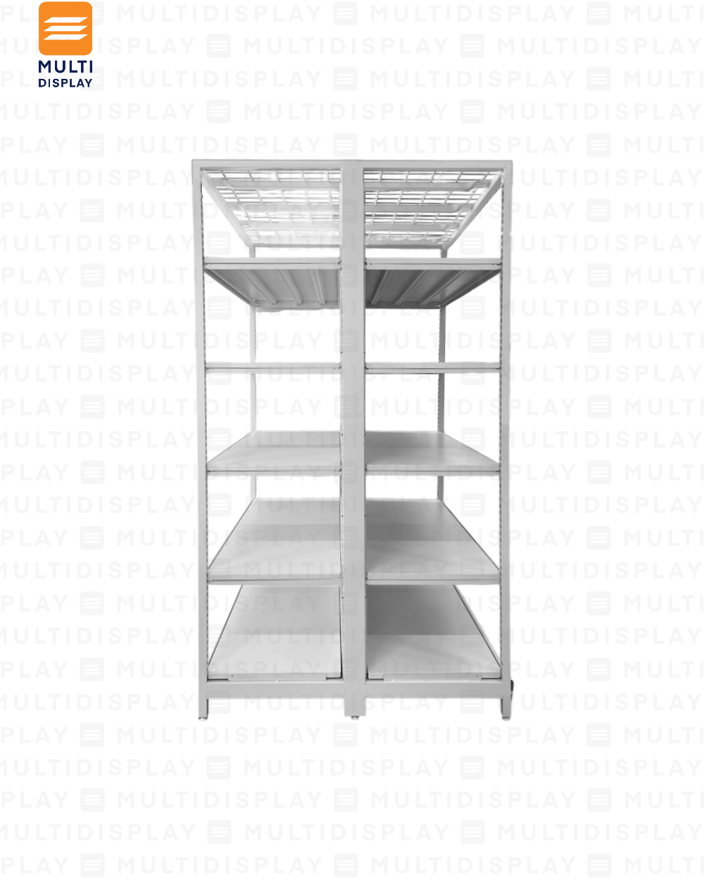 Gondola Doble 4 Postes Inicial 120x115x200cm 6 Tablillas, Liso Blanco, 250kg