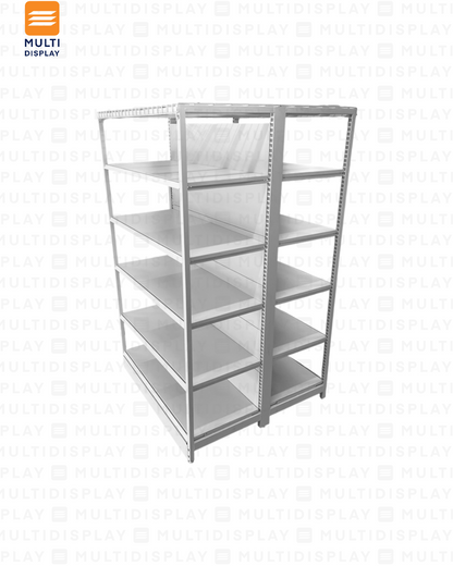 Gondola Doble 4 Postes Inicial 120x115x200cm 6 Tablillas, Liso Blanco, 250kg