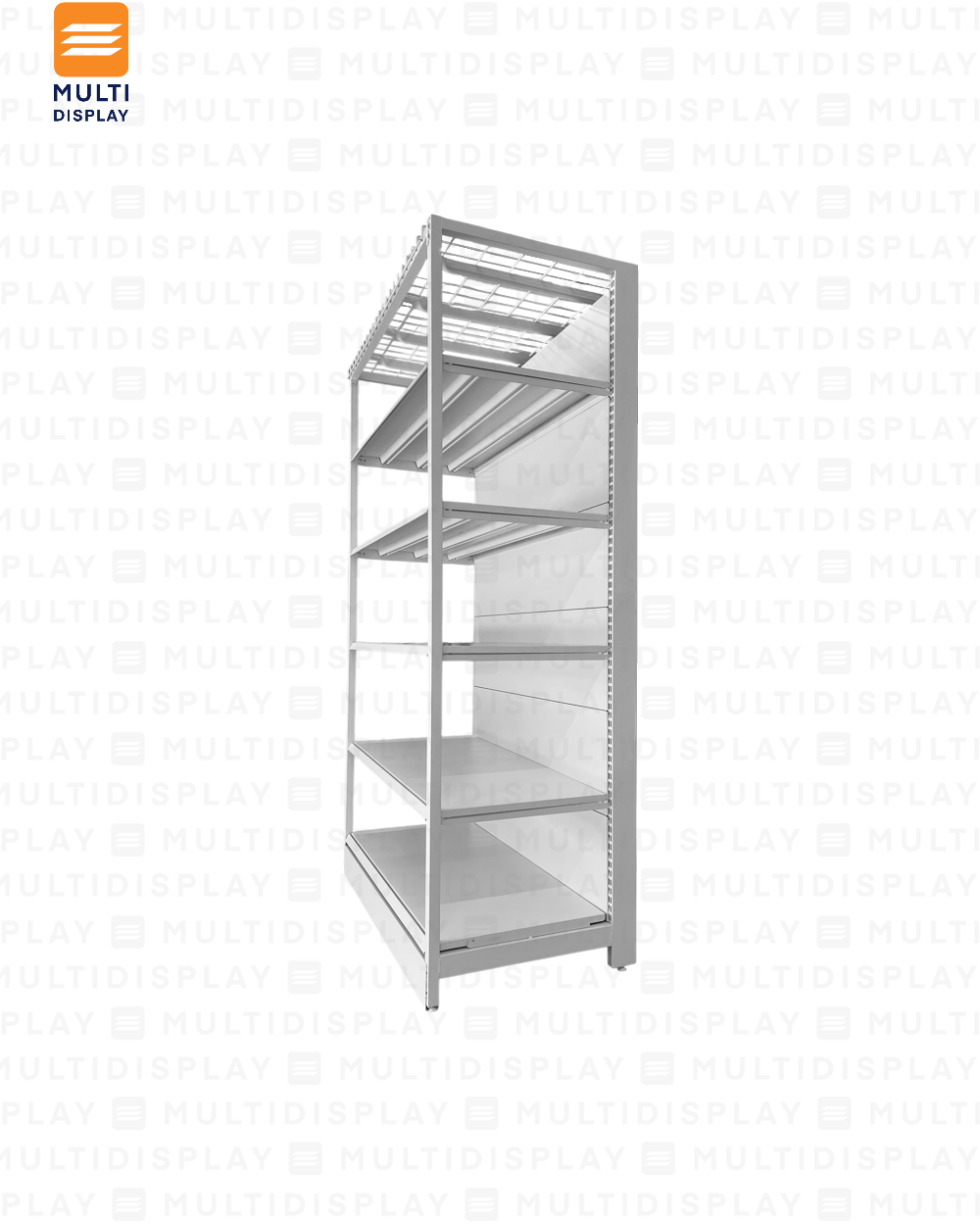 Gondola Pared 4 Postes Inicial 120x61x200cm 6 Tablillas, Liso Blanco, 250kg