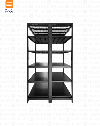 Gondola Doble 4 Postes Inicial 120x115x200cm 6 Tablillas, Liso Negro, 225kg