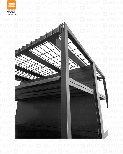 Gondola Doble 4 Postes Inicial 120x115x200cm 6 Tablillas, Liso Negro, 250kg