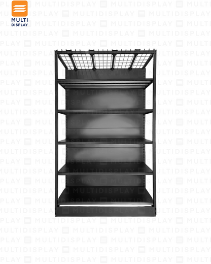 Gondola Pared 4 Postes Inicial 120x61x200cm 6 Tablillas, Liso Negro, 250kg