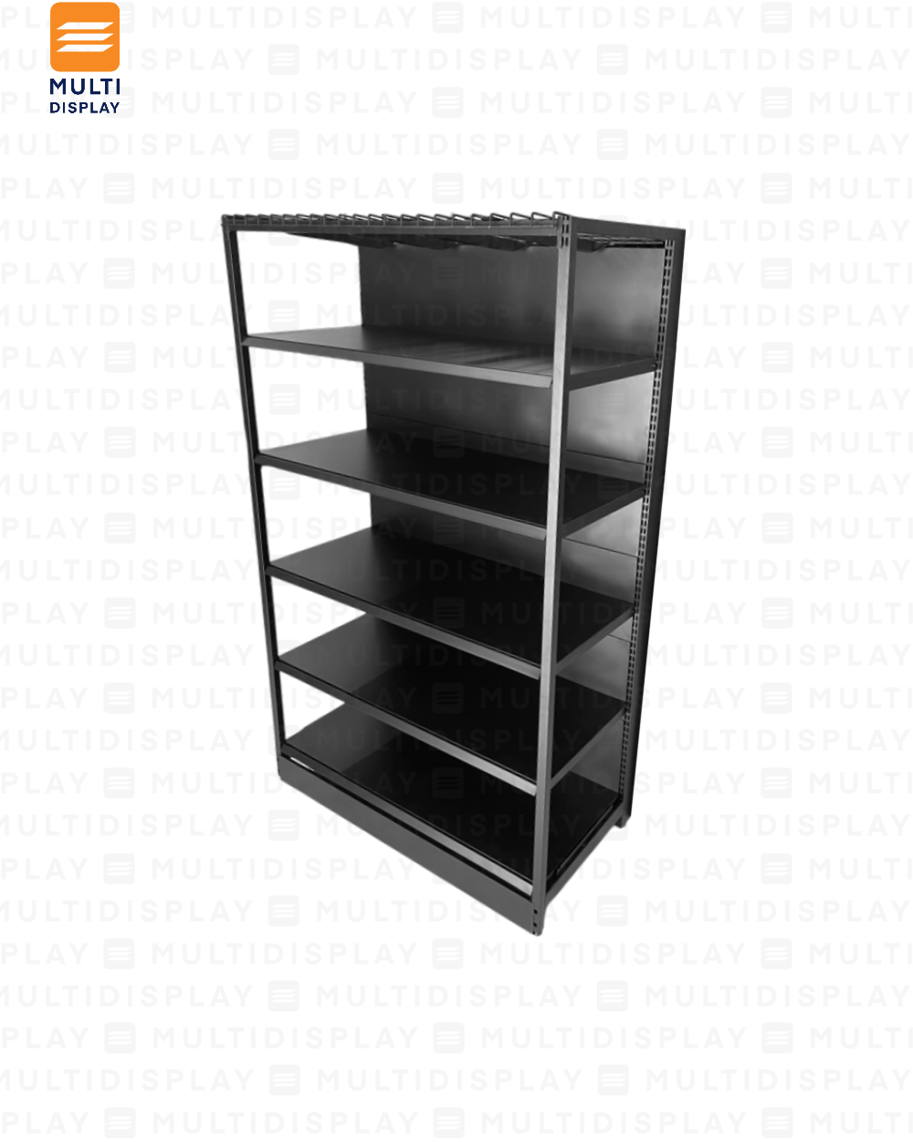 Gondola Pared 4 Postes Inicial 120x61x200cm 6 Tablillas, Liso Negro, 250kg