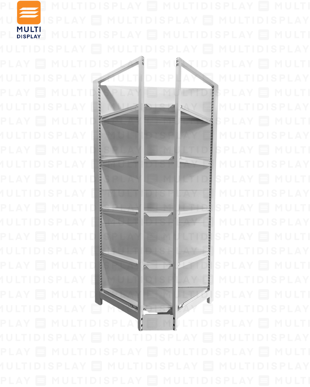 Gondola Esquinera 4 Postes 61x61x200cm 5 Tablillas, Liso Blanco, 250kg