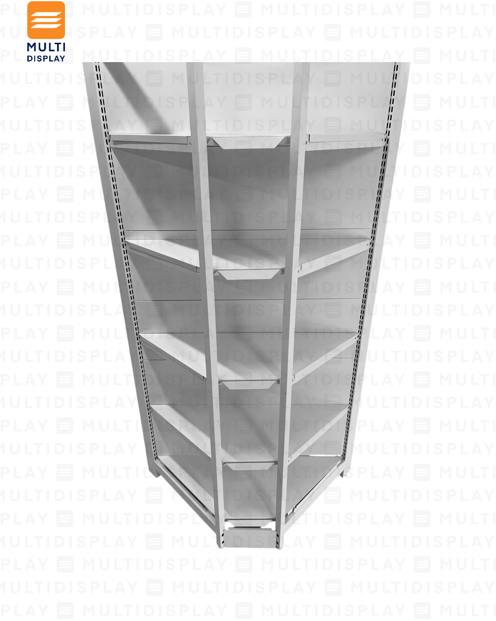 Gondola Esquinera 4 Postes 61x61x200cm 5 Tablillas, Liso Blanco, 250kg