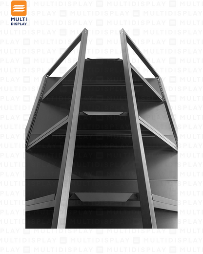 Gondola Esquinera 4 Postes 61x61x200cm 5 Tablillas, Liso Negro, 250kg