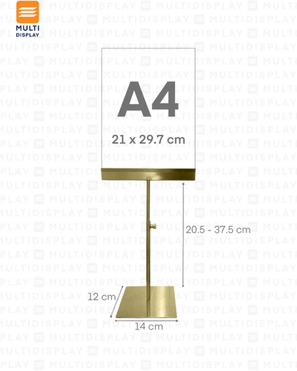 Portabanner A4 Acero Inoxidable U Extendible para Mesa, Dorado
