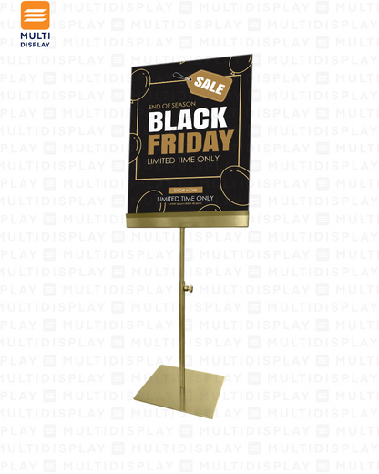 Portabanner A4 Acero Inoxidable U Extendible para Mesa, Dorado