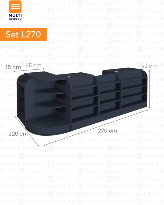 Caja Modular de 5 piezas Set L270, 270x120x91cm, Negro