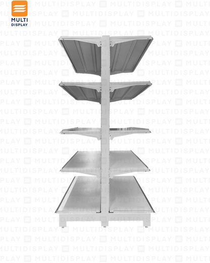 Gondola Doble HD Inicial 120x108x195cm 5 Tablillas, Liso Blanco, 140kg