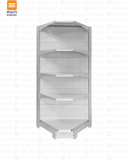 Gondola Esquinera HD 55x55x195cm 5 Tablillas, Perf. Blanco, 140kg