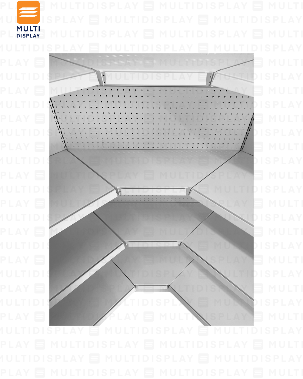 Gondola Esquinera HD 55x55x195cm 5 Tablillas, Perf. Blanco, 140kg