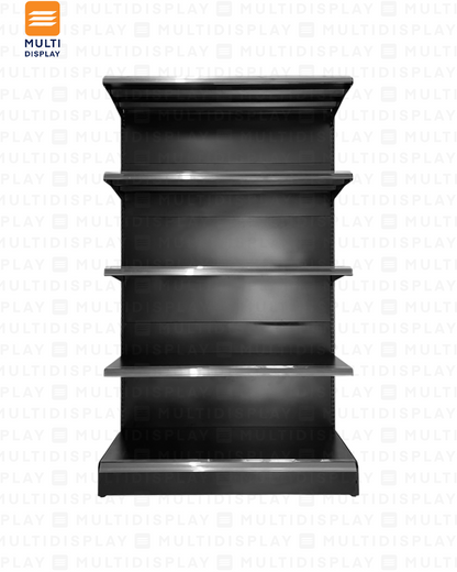 Gondola Pared HD Inicial 120x55x195cm 5 Tablillas, Liso Negro, 140kg