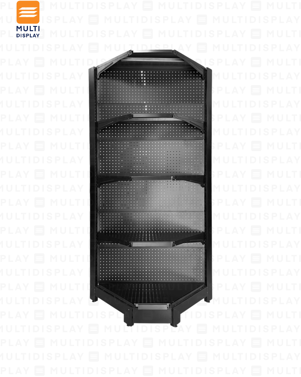 Gondola Esquinera HD 55x55x195cm 5 Tablillas, Perf. Negro, 140kg