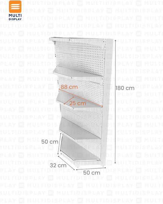 Gondola Esquinera 50x50x180cm  5 Tablilla, Perf. Blanco, 60kg