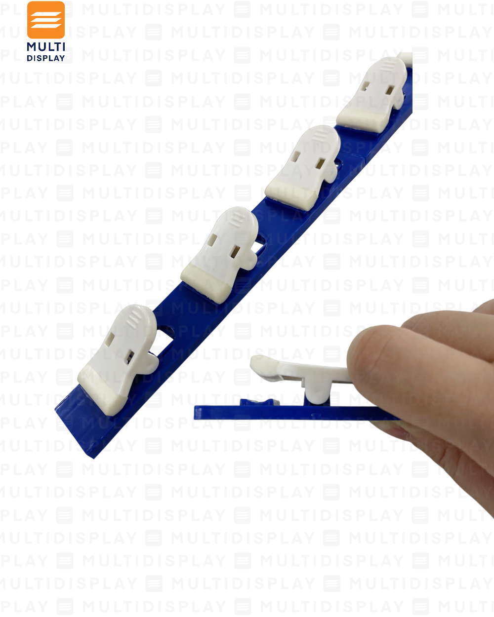 Tira de Impulso Plastico 12 Ganchos Plastico 73cm Azul