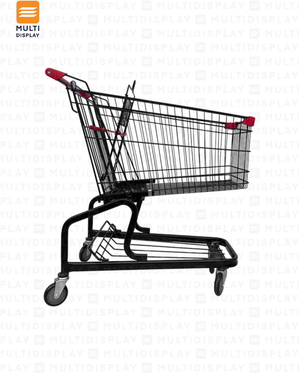 Carretilla de Supermercado 125L con Nivel Base, Metal Negro