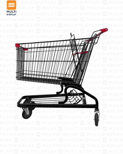 Carretilla de Supermercado 180L con Nivel Base, Metal Negro
