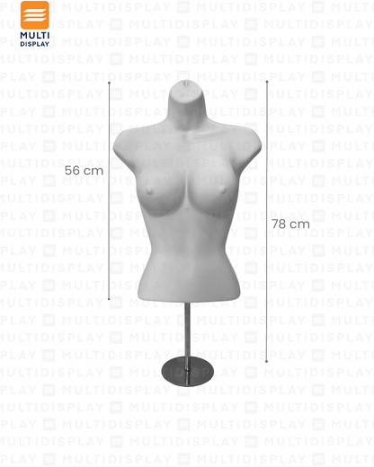 Maniqui Gancho Silueta Torso con Base Mujer Blanco