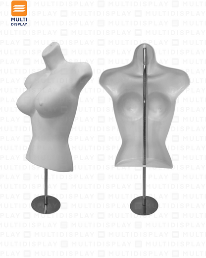 Maniqui Gancho Silueta Torso con Base Mujer Blanco