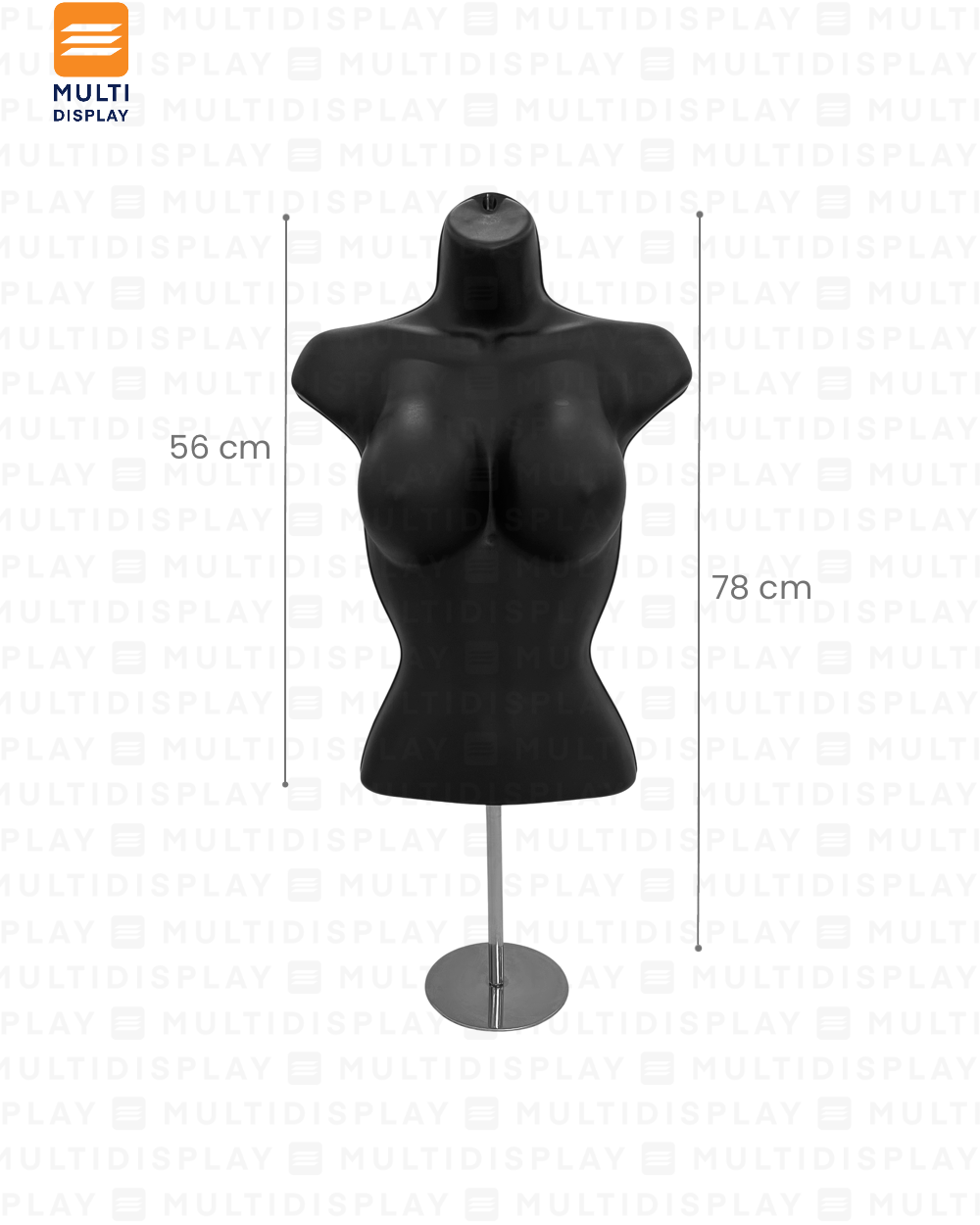 Maniqui Gancho Silueta Torso con Base Mujer Negro