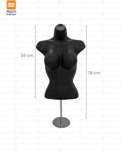 Maniqui Gancho Silueta Torso con Base Mujer Negro