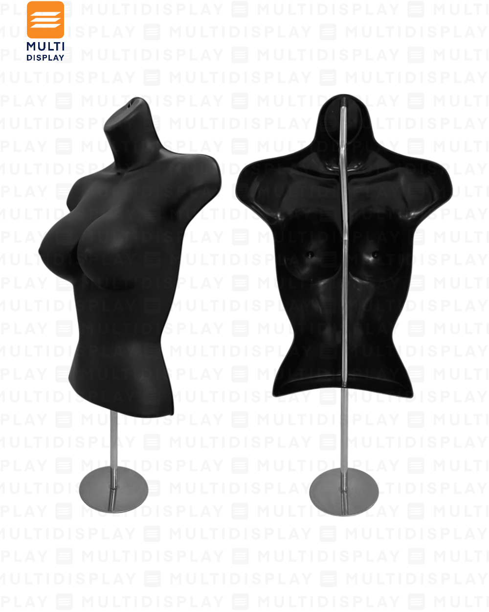 Maniqui Gancho Silueta Torso con Base Mujer Negro