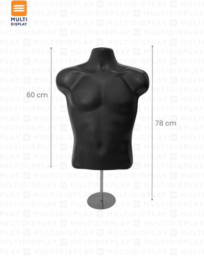 Maniqui Gancho Silueta Torso con Base Hombre Negro
