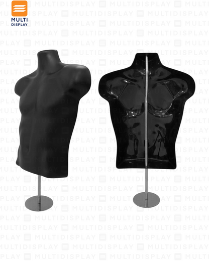 Maniqui Gancho Silueta Torso con Base Hombre Negro