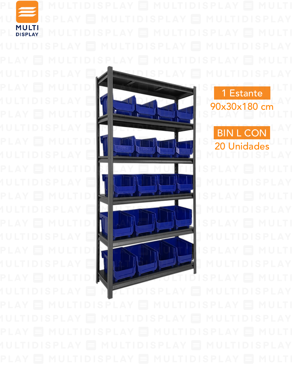 Estante De Almacenamiento Mediano, 6 Niveles Ajustable, Set 20 Cajas Bin L
