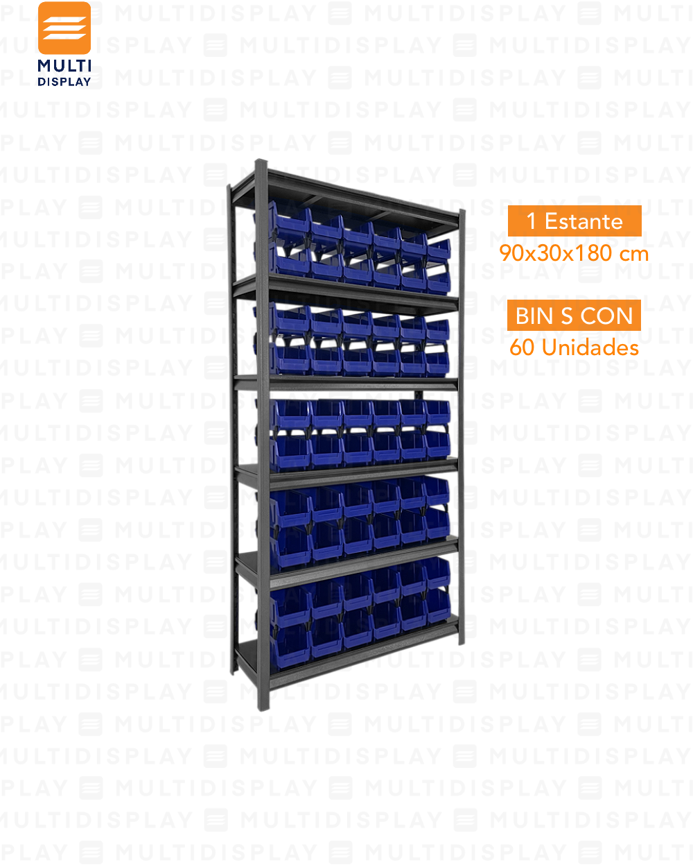 Estante De Almacenamiento Mediano, 6 Niveles Ajustable, Set 60 Cajas Bin S
