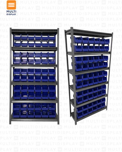 Estante De Almacenamiento Mediano, 6 Niveles Ajustable, Set 60 Cajas Bin S