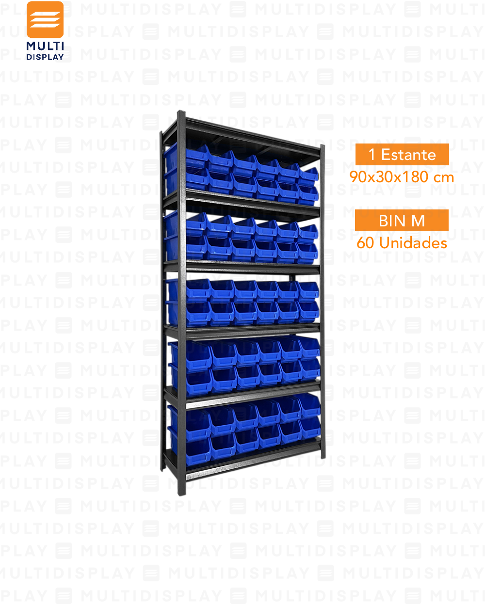 Estante De Almacenamiento Mediano, 6 Niveles Ajustable, Set 60 Cajas Bin M