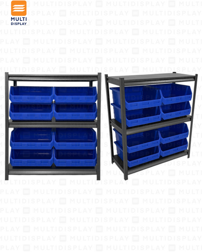 Estante De Almacenamiento Bajo, 3 Niveles Ajustable, Set 8 Cajas Bin XXL