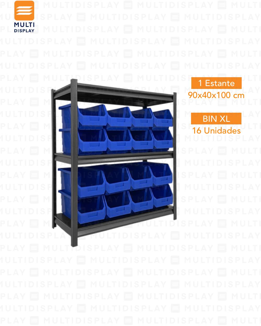 Estante De Almacenamiento Bajo, 3 Niveles Ajustable, Set 16 Cajas Bin XL