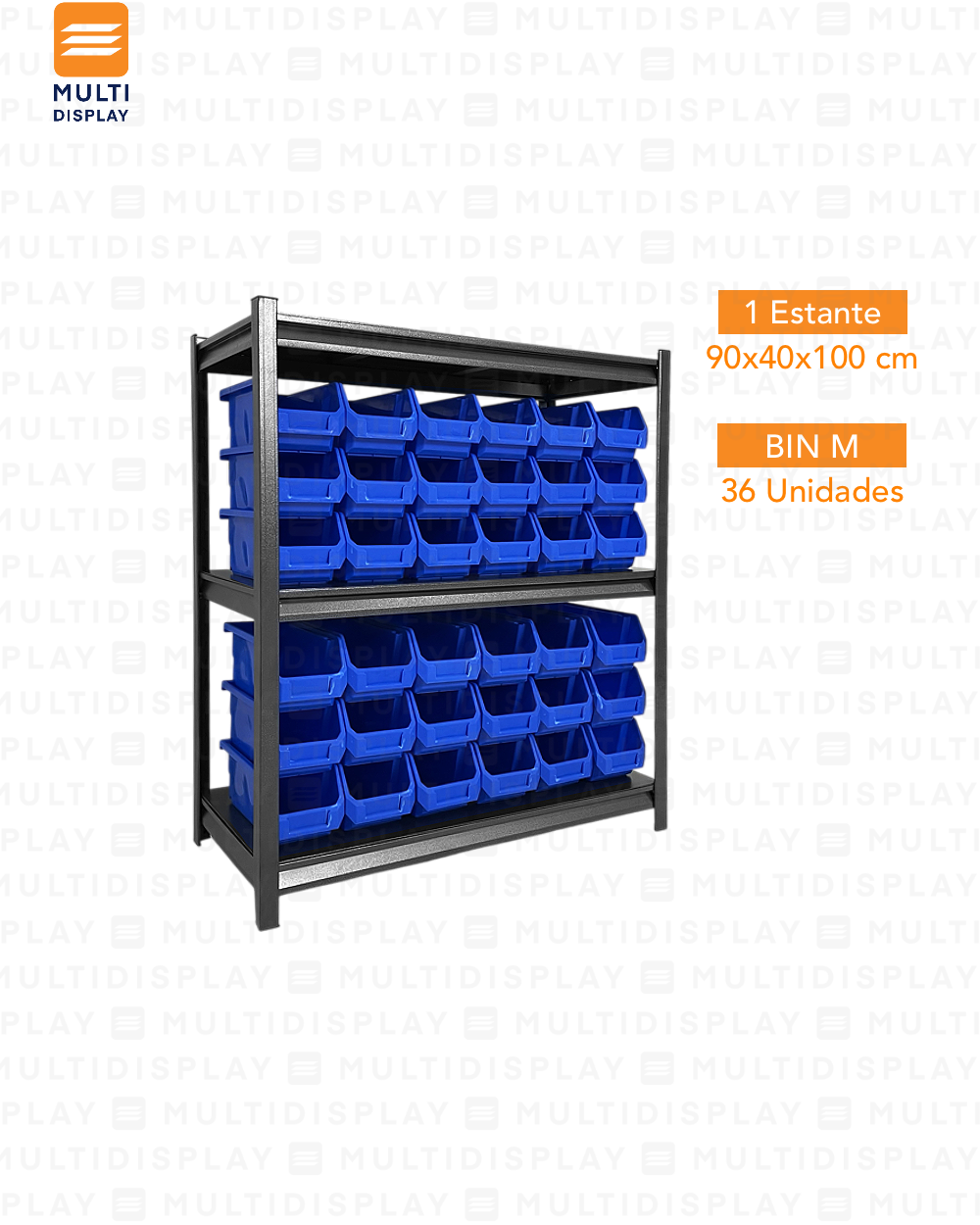 Estante De Almacenamiento Bajo, 3 Niveles Ajustable, Set 36 Cajas Bin M
