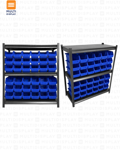 Estante De Almacenamiento Bajo, 3 Niveles Ajustable, Set 36 Cajas Bin M
