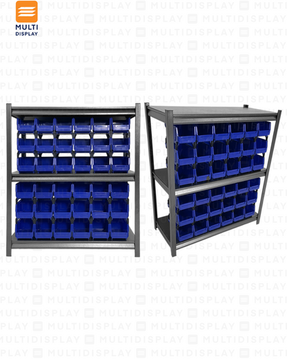 Estante De Almacenamiento Bajo, 3 Niveles Ajustable, Set 36 Cajas Bin S