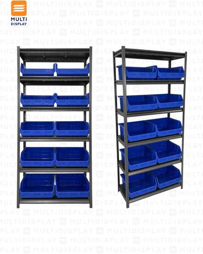 Estante De Almacenamiento Alto, 6 Niveles Ajustable, Set 10 Cajas Bin XXL