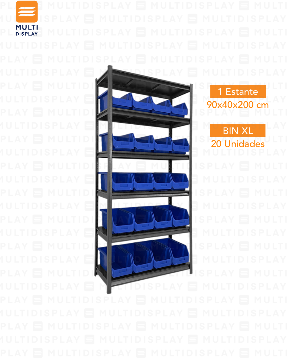 Estante De Almacenamiento Alto, 6 Niveles Ajustable, Set 20 Cajas Bin XL