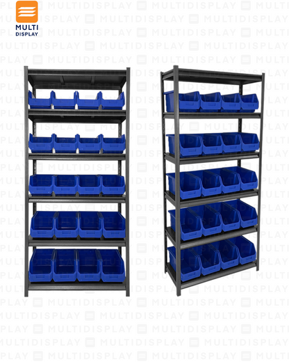Estante De Almacenamiento Alto, 6 Niveles Ajustable, Set 20 Cajas Bin XL